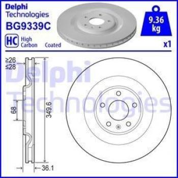 Disco de freno DELPHI BG9339C, tipo: disco de freno, características: fabricado por DELPHI, modelo BG9339C