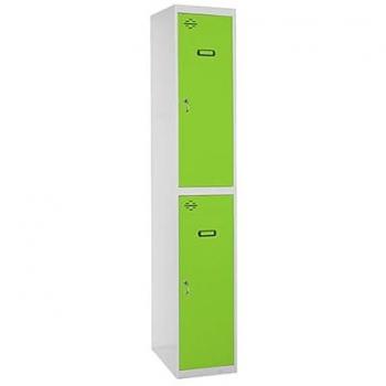 Taquilla Metálica Profesional Tándem 2 Puertas Gris/Verde 1800x400x500 mm SIMONLOCKER