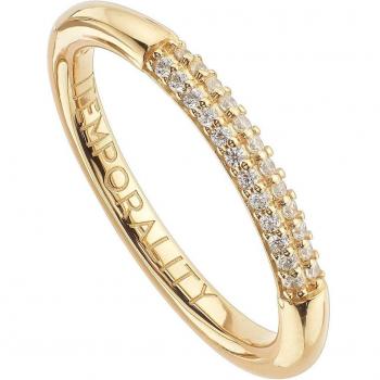 Anillo Tribeca de Plata Chapada en Oro con Detalle de Pavé