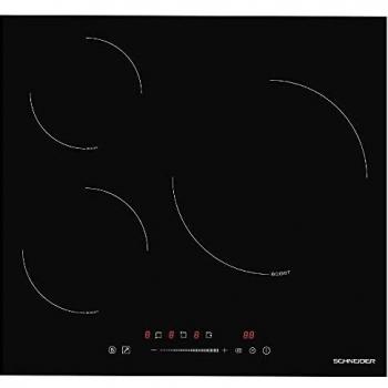 Schneider SCTI6030N3/1 - Placa de Inducción, 3 zonas de cocción, 60cm,7400W, control táctil, temporizador, Negro