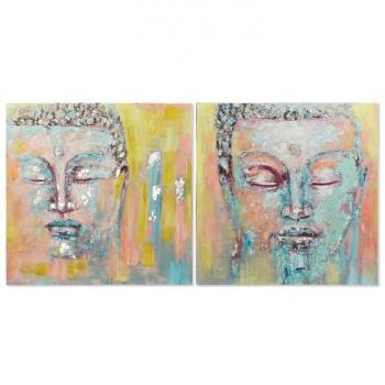 Cuadro de Pared DKD Home Decor con Diseño de Buda Oriental en 100 x 3,5 x 100 cm (Pack de 2 Unidades)
