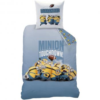 CTI - Funda de edredón 043655 «Minions Touchdown» de 140 x 200 cm. y Funda de Almohada DE 63 x 63 cm. a Juego, Fabricadas en algodón Azul