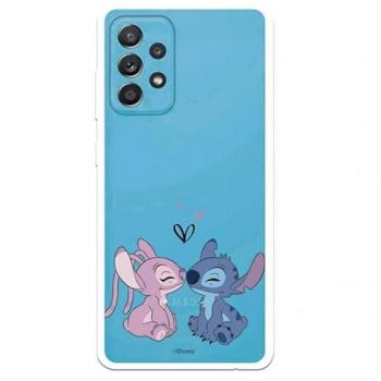 Funda Oficial de Disney Lilo & Stitch Beso Angel y Stitch para Samsung Galaxy A52 5G - Carcasa Transparente de Silicona Flexible