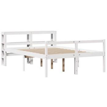 Cama para Personas Mayores con Cabecero de Madera de Pino Blanco 140x190 cm