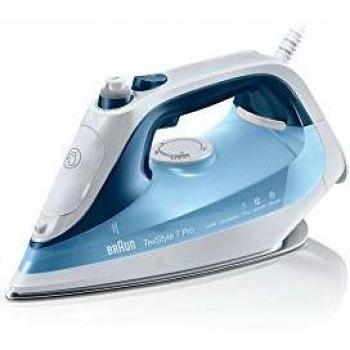 Braun Texstyle 7 Pro SI7062BL - Plancha para la Ropa de Vapor de 2600W con Suela Bidireccional Eloxal 3D, Golpe de Vapor de 225gr/min, Sistema Antical y Antigoteo, Color Azul