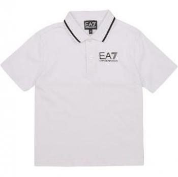 Polo Infantil EA7 Emporio Armani Core Identity Blanco de Algodón, Manga Corta, Talla 10 Años