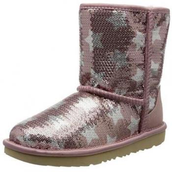 UGG Classic Short II Sequin Star, Bota para Niñas, Pink Crystal, 26 EU