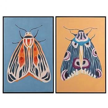 Set de 2 Cuadros Mariposas con Marco Negro 60x4x90 Cm - Multicolor