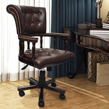 vidaXL Silla Giratoria de Oficina Mezca Cuero Marrón Elegante Mueble Hogar Asiento Despacho Escritorio Ordenador