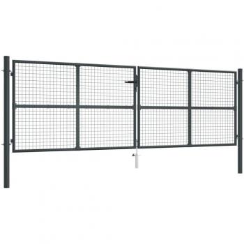 vidaXL Mesh Garden Gate Galvanised Steel 400x175 cm Grey