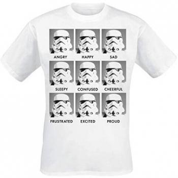 Star Wars Stormtrooper - Emotions Hombre Camiseta Blanco S, 100% algodón, Regular