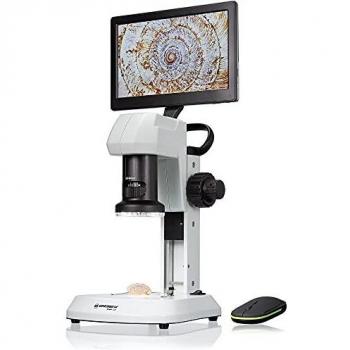 Bresser Microscopio LCD con análisis de luz y luz en 5 Niveles de Brillo, Zoom Continuo