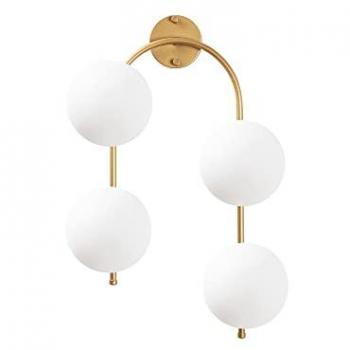 Aplique de pared curvo WELLHOME, estructura de metal oro brillante, 4 luces E14 Max 15W, 40x26x62 cm