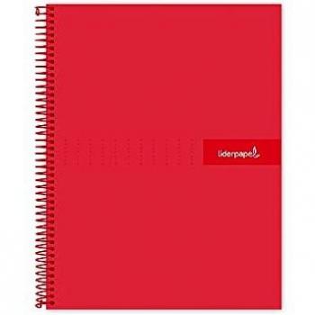 Cuaderno espiral liderpapel a4 crafty tapa forrada 80h 90 gr cuadro 4mm con margen color roja