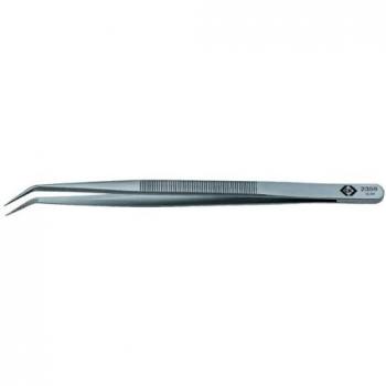 Pinza de Montaje Antimagnética C.K T2359, Acero Inoxidable, Curvada y Fina, 150 mm