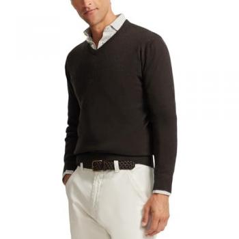 Jersey Liso Cuello Pico Marrón para Hombre - Silbon Talla XS