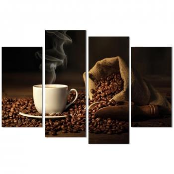 Good01 Dibujo Cuadro Decorativo En Lienzo Obras De Arte De 4 Piezas Pintura En Aerosol Con Tema De Taza Grano De Café Para Casa Hogar Comedor Cafeteria Hotel