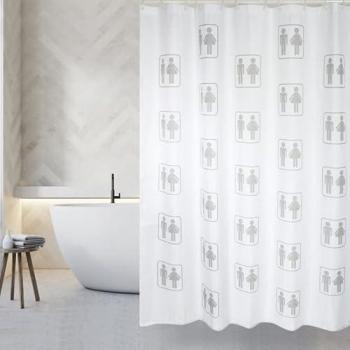 Cortina de Baño de Poliéster 180x200cm con Anillas Incluidas, Calidad Premium, Color Blanco