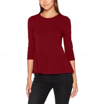 ONLY Onllive Love Peplum 3/4 Top, Camisa Manga Larga para Mujer, Rojo