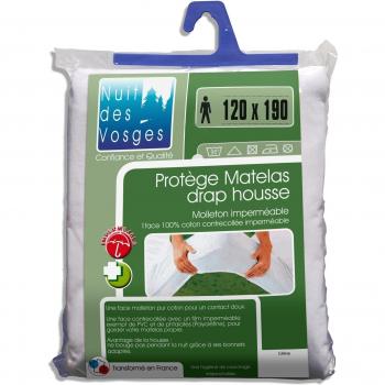 Nuit des Vosges 2035452 Céline Protector de colchón Impermeable Algodón Blanco 190 x 120 cm