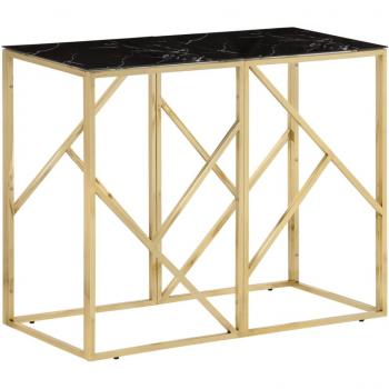 Mesa consola de acero inoxidable dorado y vidrio templado