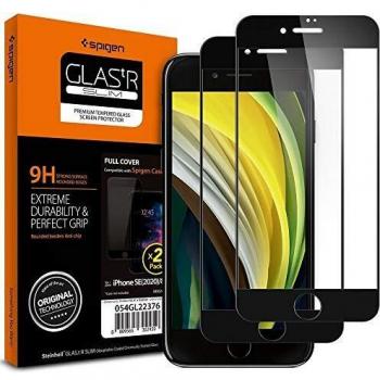 Protector de Pantalla de Vidrio Templado Full Cover Spigen 2-Pack para iPhone 7/8/SE 2020/2022 - Negro