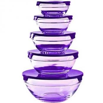 Martin Berasategui Set De 5 Bols De Cristal Tapa Morada Morado