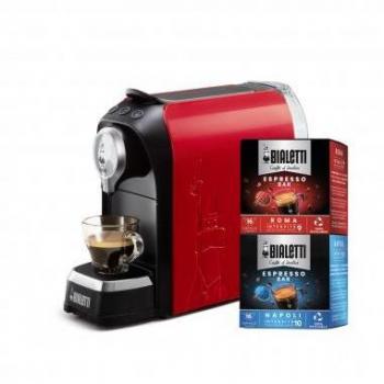 Bialetti Super Rosso - Máquina de Café Espresso Automática a Cápsulas 0,7 L 1200 W con 32 Cápsulas Incluidas