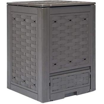 vidaXL Garden Composter 300 L Plastic Rattan Brown 60x60x83 cm
