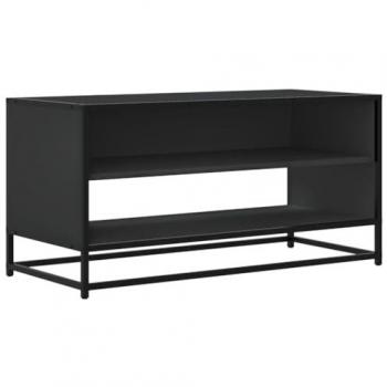 Mueble de TV de madera de ingeniería y metal negro 91x40x46 cm, Soporte de TV, Banco de TV, Muebles para Equipos de música, aparador de TV