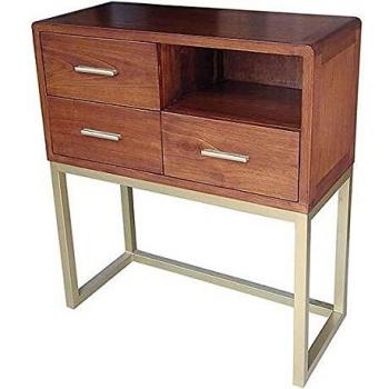 BigBuy Home S0111578 Consola Continent Madera de Mindi Hierro Pintado, 80 x 35 x 90 cm, Multicolor