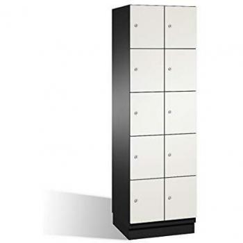 Armario de compartimentos bajo llave Cambio C+P, 2 puertas HPL, color gris oscuro/blanco, 10 compartimentos, ancho 600 mm
