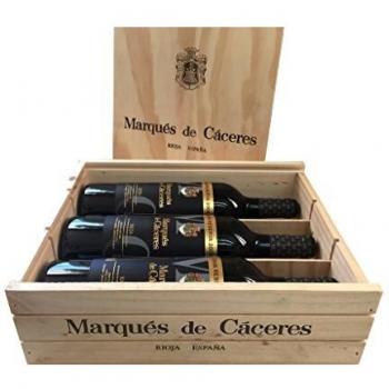 Caja de madera 3 botellas - Marqués de Caceres Gran Reserva - Vino tinto