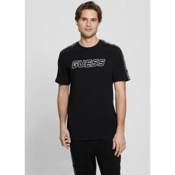 Camiseta Stretch Logo Frontal Guess Arlo Negra Regular Fit S para Hombre