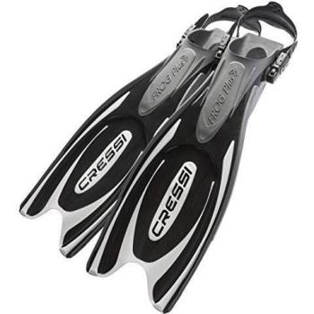Cressi Frog Plus Fins Aletas de Buceo Unisex Adultos, Negro/Plata, S-M