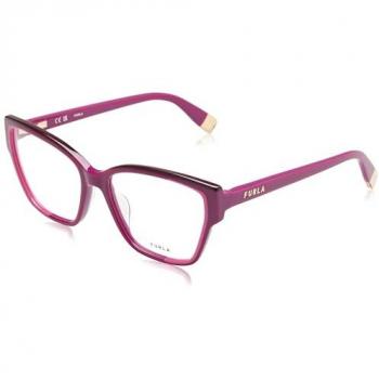 Furla Unisex Shiny Cyclamen Eyeglass Frame Vfu718 - Size 55 MM