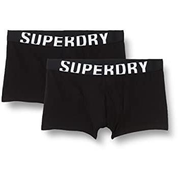 Superdry Men's Organic Cotton Dual Logo Boxer Shorts Pack (2) - Black, Size S