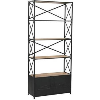 vidaXL Bookcase Solid Firwood and Steel 80x32.5x180 cm