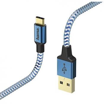 Cable de carga/datos reflectante USB Tipo-C a USB-A, 1,5 m, azul