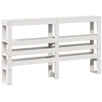 Cabecero de cama con estantes madera maciza pino blanco 135 cm
