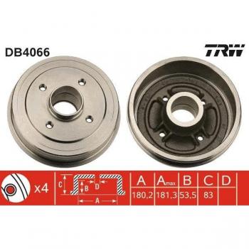 Tambor de freno TRW DB4066, tipo: tambor de freno, características: fabricado por TRW, diseño optimizado para un rendimiento óptimo en sistemas de frenos, alta resistencia al desgaste, fácil instalación y ajuste