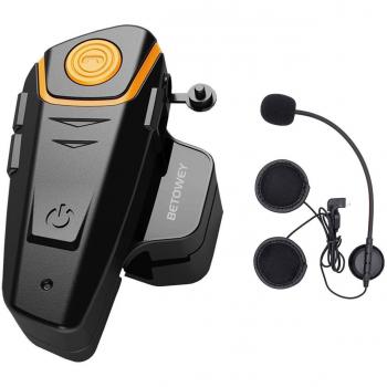 1x BT S2 Intercomunicador Casco Moto, BETOWEY Bluetooth Headset Motorcycle Intercom Manos Libres Moto Auriculare
