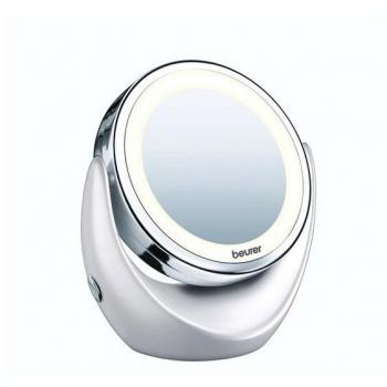 Espejo Cosmético de Aumento Beurer BS-49 con Luz LED, 5x Aumentos, Pivotante, Diámetro 11 cm