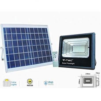 Faro LED Solar de 20W con Control Remoto y Panel Solar 6000K