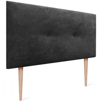 Cabecero de Polipiel o Tela Acualine Liso con Botones y Patas, Acolchado Moderno 90x105cm (Camas 80/90) - Negro