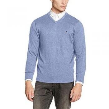Tommy Hilfiger Pima Ctn Cashmere V-NK CF, Suéter para Hombre, Blau