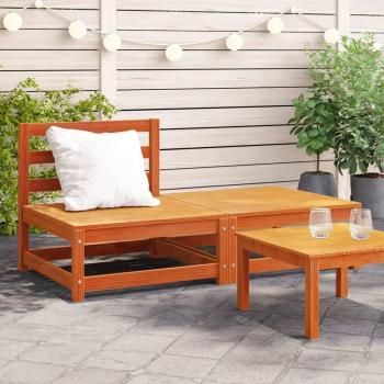 vidaXL Garden Sofa Armless with Footstool Wax Brown Solid Wood Pine