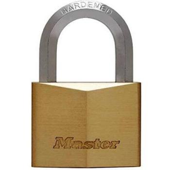 Master Lock 1145EURD Candado de llave con Cuerpo de Latón Macizo y arco Hexagonal, Dorado, 7.2 x 4 x 2.1 cm