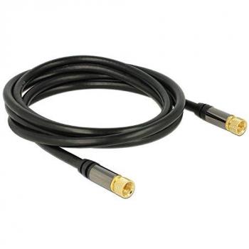 Cable coaxial F Plug RG-6/U 2 m negro con alta calidad de señal (85 dB)