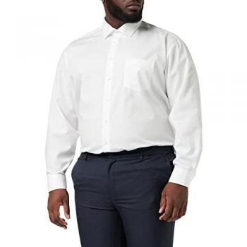Camisa de Negocios Sin Planchado en Comfort con Cuello Kent, Talla 44, Blanca, 100% Algodón
